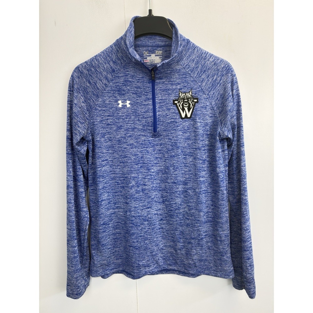 Under Armour Loose Heatgear Blue Womens 1/2 Zip Pull Over Long Sleeve Size Small